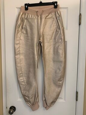 Metallic Cream Jogger Pants with Rib Waistband NWOT